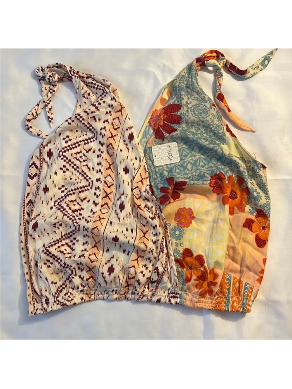 Free People Large Top Tied To You Tank in Tropical Combo VNeck cinch waist NWT - Picture 2 of 7